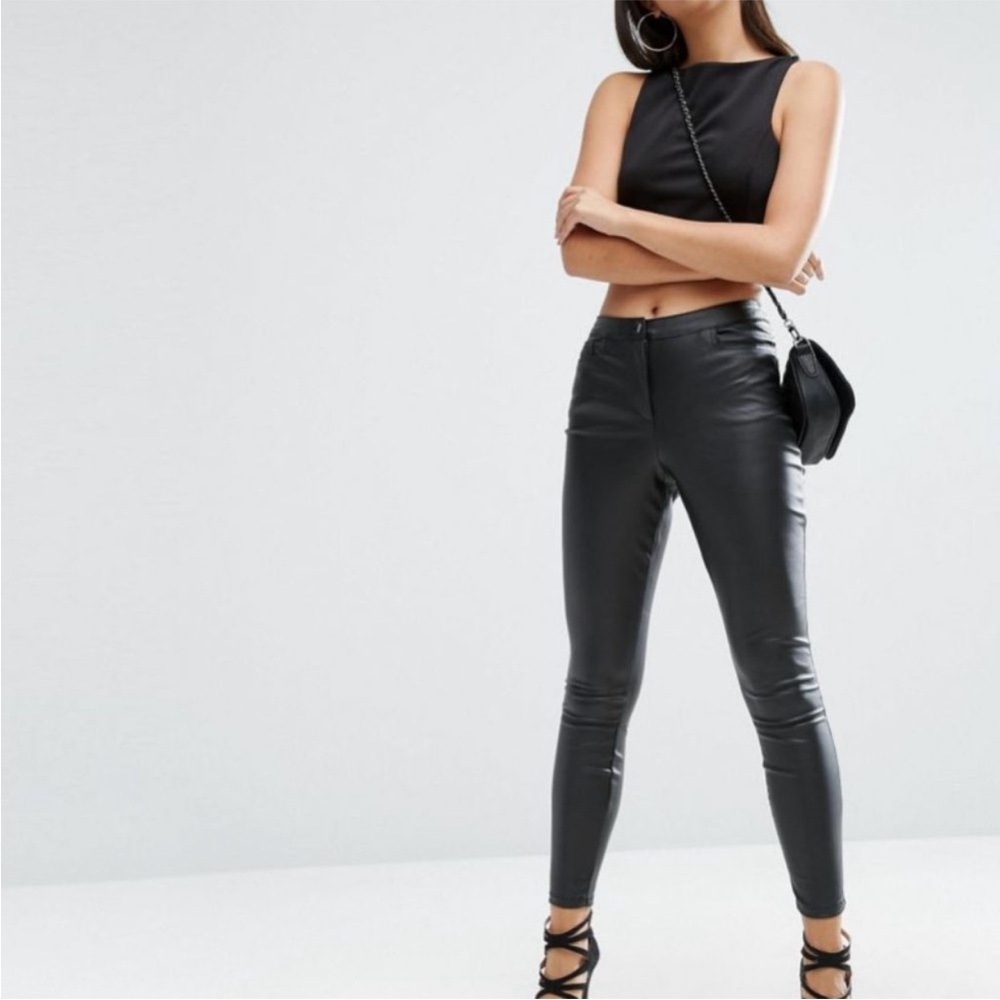 Asos Faux Leather Stretch Pants US Size 2 Black